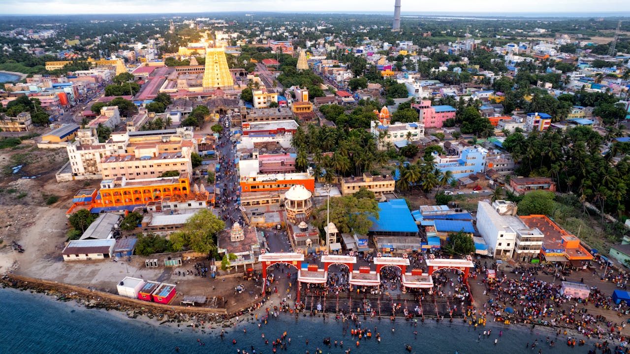 Rameswaram Temple in Tamil Nadu, a sacred pilgrimage site with Dravidian architecture and spiritual significance.