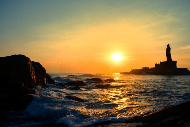 Sunrise Point and Sunset point at Kanyakumari